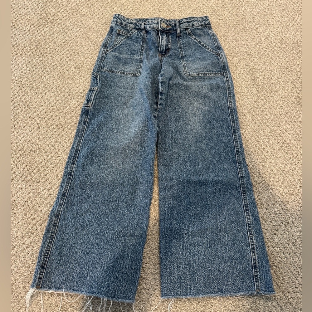 Art Class girls cargo cropped wide leg jeans size 12